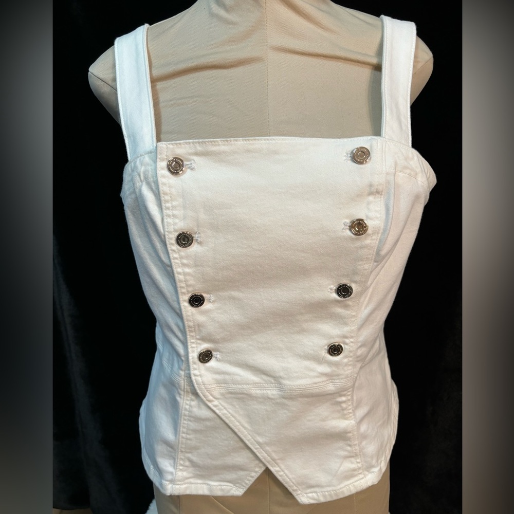 WHBM white denim halter top size 12
